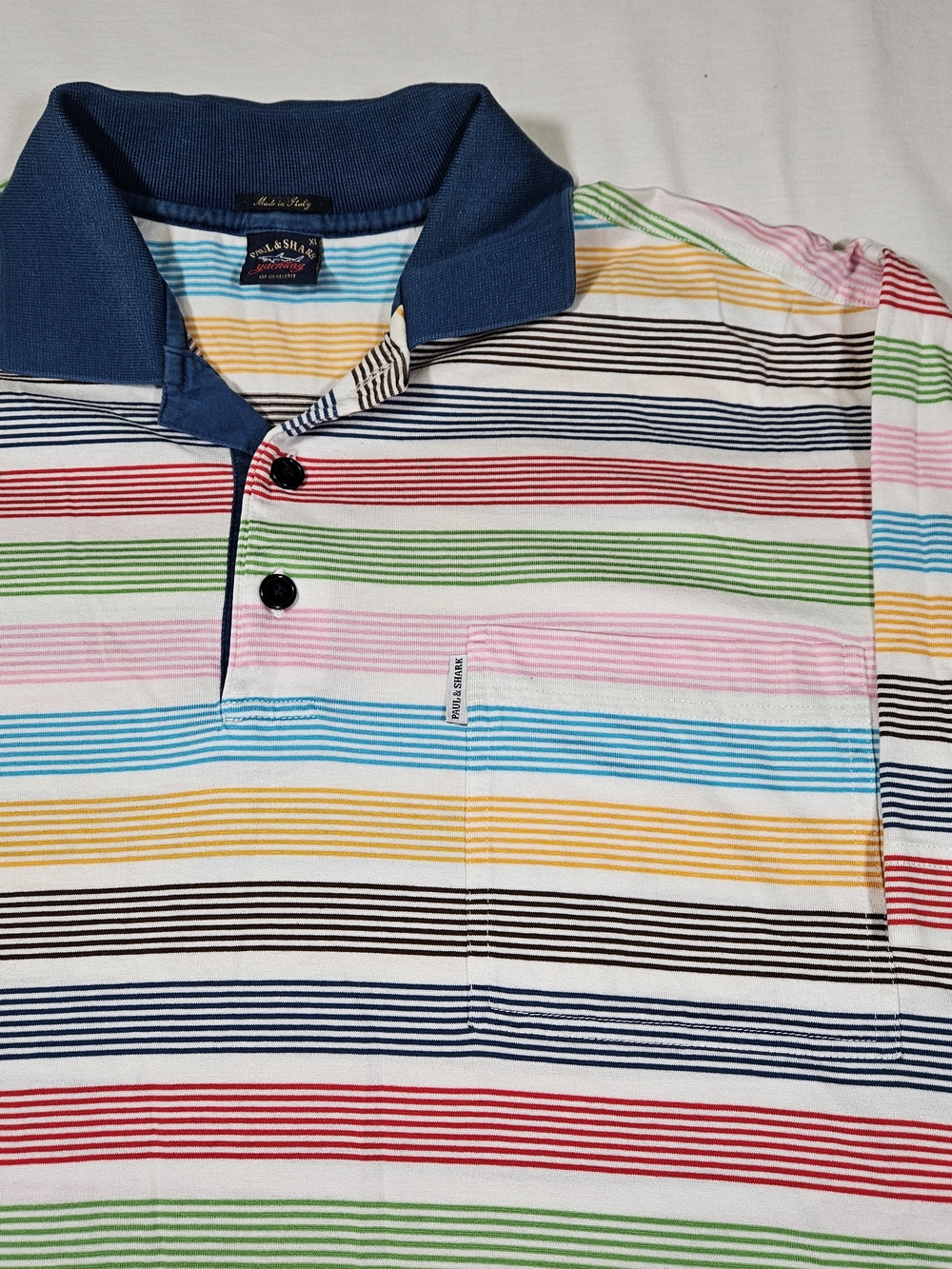Paul & Shark Yachting Men's XL Striped Polo Shirt Made in Italy Multi Color
